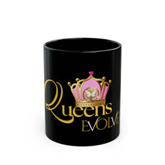 Queens Evolved Black Mug