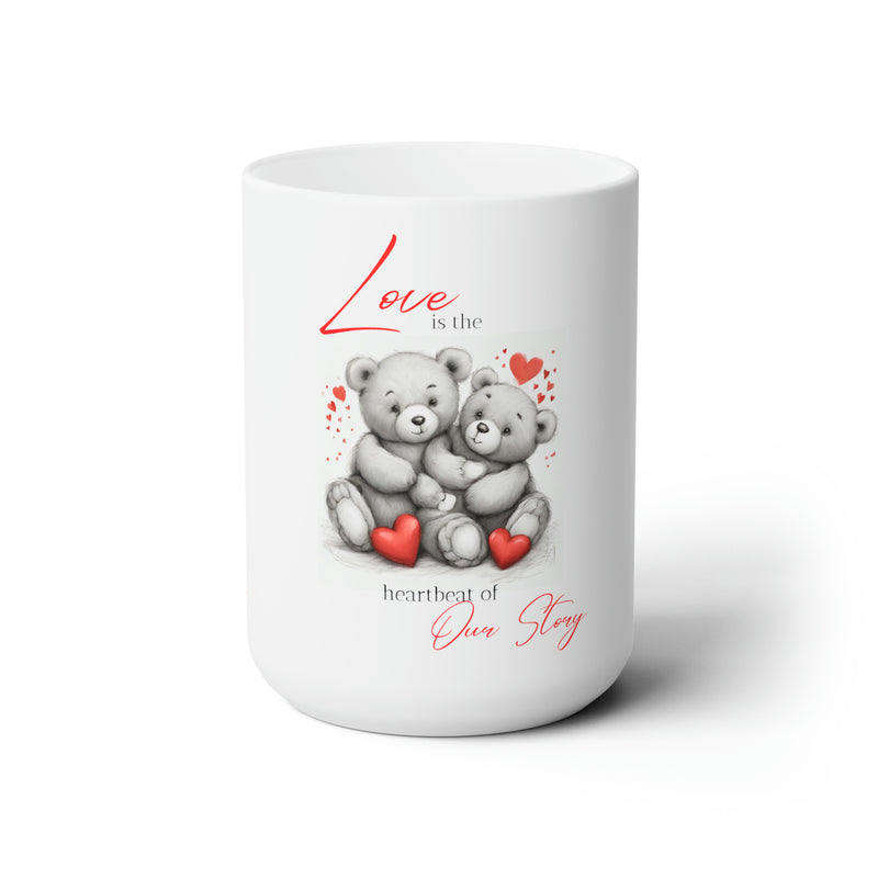 “Love is the Heartbeat of Our Story” Mug: A Symphony of Affection