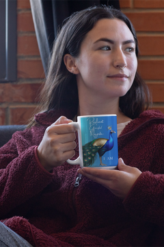 Resilient, Graceful, Majestic” Peacock Mug: Elegance in Every Sip